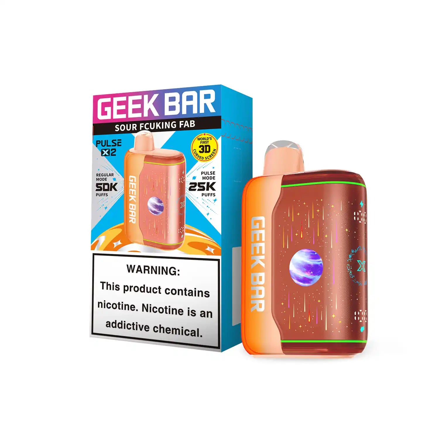 Sour Fcuking Fab Geek Bar Pulse X 2 50K disposable vape, no ice, 50000 puffs, 5% nicotine