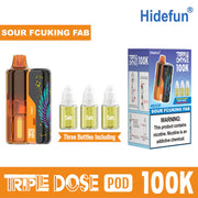 Sour Fcuking Fab Hide Fun Triple Dose 100K Kit disposable vape, no ice, 100,000 puffs, 5% nicotine