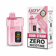Sour Straw iJoy XP50000 Zero Nicotine Disposable Vape - 50,000 puffs, 20mL, 0mg nicotine, sour strawberry candy belt flavor, no ice or menthol - JellyPuffs