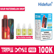 Sour Watermelon Drop Hide Fun Triple Dose 100K Kit disposable vape, no ice, 100,000 puffs, 5% nicotine