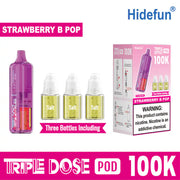 Strawberry B Pop Hide Fun Triple Dose 100K replacement pod, no ice, 100,000 puffs, 5% nicotine