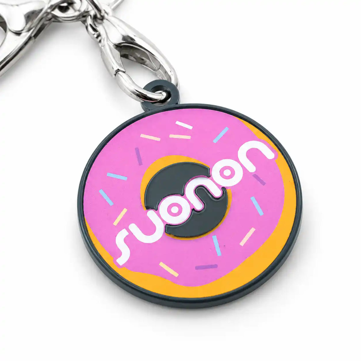 Suonon donut-shaped keychain, JellyPuffs novelty accessory — alternate view