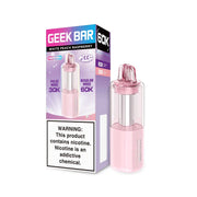 White Peach Raspberry Geek Bar Mate 60K disposable vape pod, no ice, 60,000 puffs, 5% nicotine