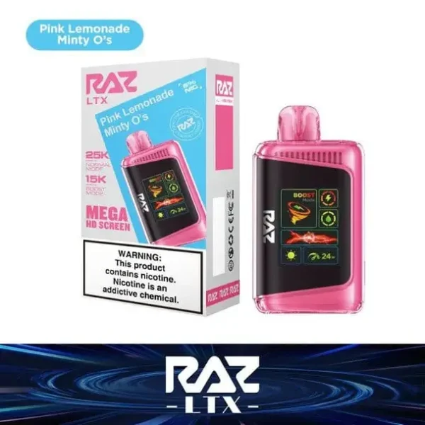 Pink Lemonade Minty O's - RAZ LTX DC25000 Disposable Vape JellyPuffs