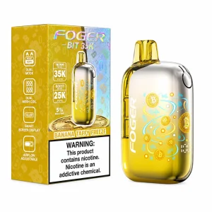 Banana Taffy Freeze Foger Bit 35K disposable vape, 850mAh, 20mL, 5% nicotine, up to 35,000 puffs, iced