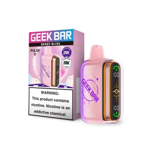 Berry Bliss Geek Bar Pulse 2 25K disposable vape, no ice, 25,000 puffs, 5% nicotine