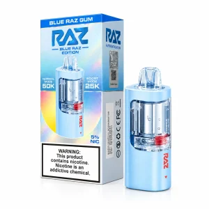 Blue Raz Gum RAZ Vue 50K disposable pod — blue raspberry bubblegum, 50,000 puffs, no ice