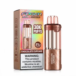 Chocolate Cupcake Foger Switch Pro 30K disposable pod and retail box — rich dark chocolate brownie cupcake, no ice — JellyPuffs