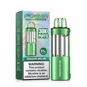 Dragon Melon Foger Switch Pro 30K disposable pod and retail box — velvety dragon fruit and sweet melon, no ice — JellyPuffs