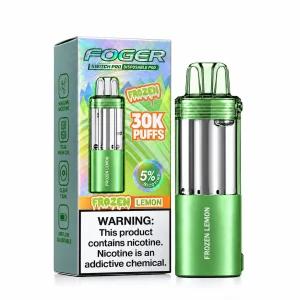 Frozen Lemon Foger Switch Pro 30K disposable pod and retail box — zesty lemon citrus, iced — JellyPuffs