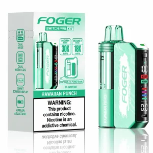 Hawaiian Punch Foger Switch Pro 30K disposable vape kit with smart-screen power bank and retail box — tropical pineapple citrus fruit punch, no ice — JellyPuffs