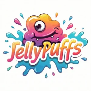 JellyPuffs logo with the jelly monster mascot