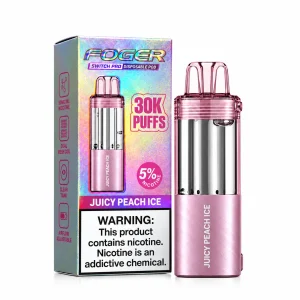 Juicy Peach Ice Foger Switch Pro 30K disposable pod and retail box — sweet juicy peach, iced — JellyPuffs