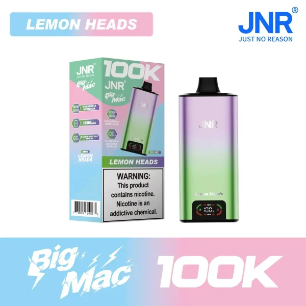 Lemon Heads JNR Big Mac 100K disposable vape, no ice, 100,000 puffs, 5% nicotine