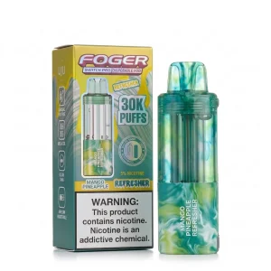Mango Pineapple Refresher Foger Switch Pro 30K disposable pod and retail box — ripe mango, tangy pineapple, no ice — JellyPuffs