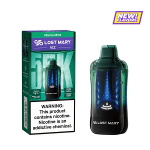 Miami Mint Lost Mary VIZ 55K disposable vape, cool peppermint menthol, 55,000 puffs