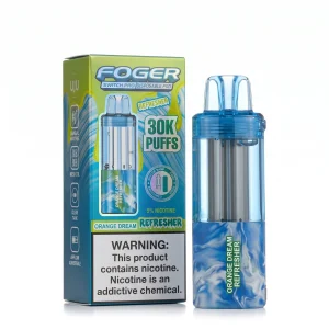 Orange Dream Refresher Foger Switch Pro 30K disposable pod and retail box — zesty orange, smooth vanilla cream, no ice — JellyPuffs
