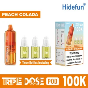 Peach Colada Hide Fun Triple Dose 100K replacement pod, no ice, 100,000 puffs, 5% nicotine