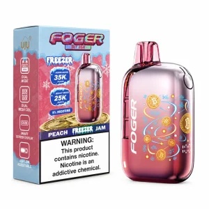 Peach Freezer Jam Foger Bit 35K disposable vape, 850mAh, 20mL, 5% nicotine, up to 35,000 puffs, no ice
