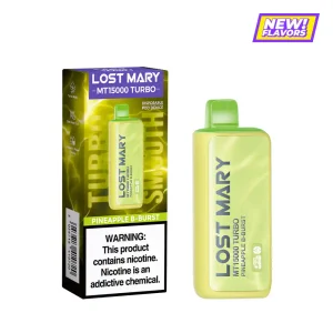 Pineapple B-Burst Lost Mary MT15000 Turbo disposable vape, no ice, 15,000 puffs, 5% nicotine