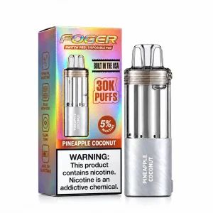 Pineapple Coconut Foger Switch Pro 30K disposable pod and retail box — tropical pina colada, pineapple and coconut, iced — JellyPuffs