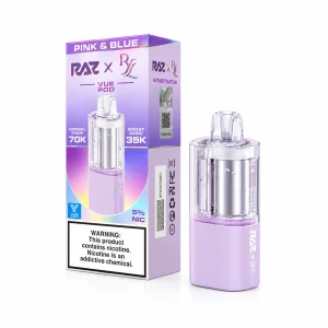 Pink & Blue RAZ x RYL Vue 70K disposable pod, 17mL, 5% nicotine, up to 70,000 puffs