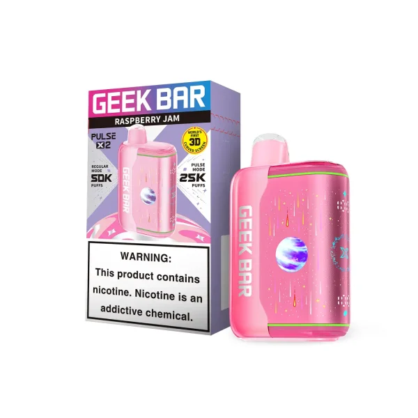 Raspberry Jam Geek Bar Pulse X 2 50K disposable vape, iced, 50000 puffs, 5% nicotine