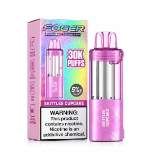 Skittles Cupcake Foger Switch Pro 30K disposable pod and retail box — rainbow candy fruit cupcake, no ice — JellyPuffs