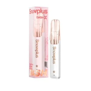 Alpine White Peach Snowplus DASH X 4000 disposable vape — 4,000 puffs, 7.5mL, 3% nicotine, ceramic atomizer — at JellyPuffs.com