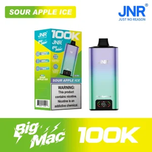 Sour Apple Ice JNR Big Mac 100K disposable vape, iced, 100,000 puffs, 5% nicotine