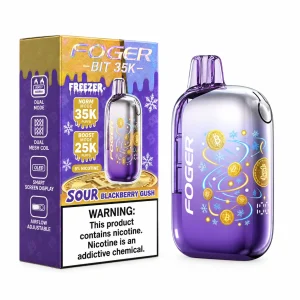 Sour Blackberry Gush Foger Bit 35K disposable vape, 850mAh, 20mL, 5% nicotine, up to 35,000 puffs, no ice