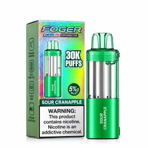 Sour Cranapple Foger Switch Pro 30K disposable pod and retail box — tart cranberry and crisp apple, sour, no ice — JellyPuffs