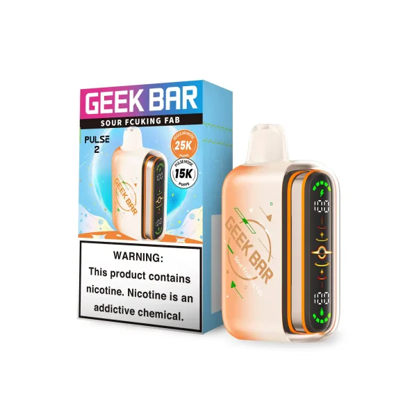 Sour Fcuking Fab Geek Bar Pulse 2 25K disposable vape, no ice, 25,000 puffs, 5% nicotine
