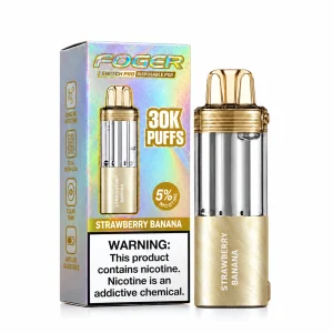 Strawberry Banana Foger Switch Pro 30K disposable pod and retail box — sweet strawberry and creamy banana, no ice — JellyPuffs