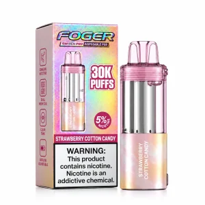 Strawberry Cotton Candy Foger Switch Pro 30K disposable pod and retail box — sweet carnival strawberry cotton candy, no ice — JellyPuffs