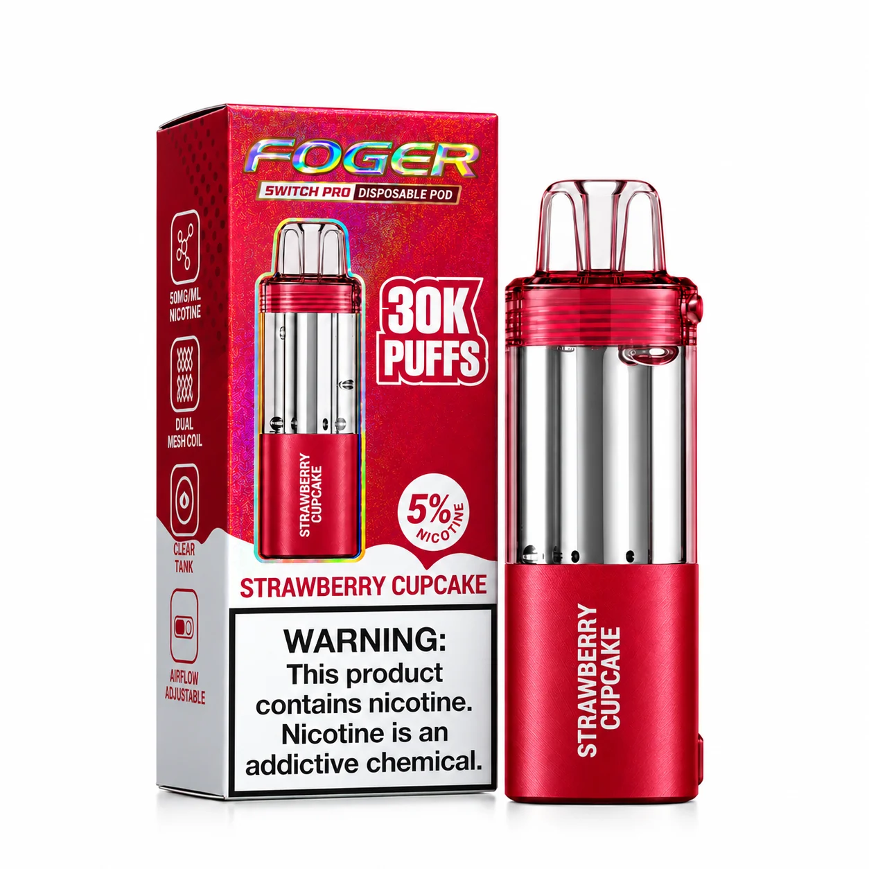 Strawberry Cupcake – Foger Switch Pro 30K Pod | JellyPuffs