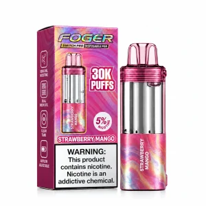 Strawberry Mango Foger Switch Pro 30K disposable pod and retail box — juicy strawberry and ripe mango, no ice — JellyPuffs