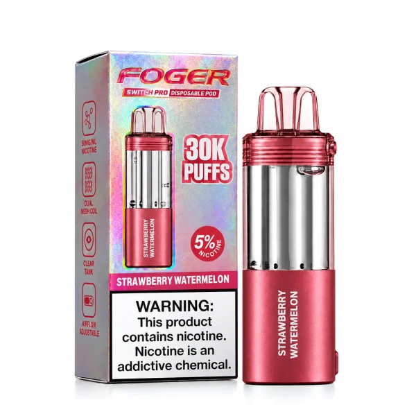 Strawberry Watermelon Foger Switch Pro 30K disposable pod and retail box — fresh sweet strawberry and watermelon, no ice — JellyPuffs