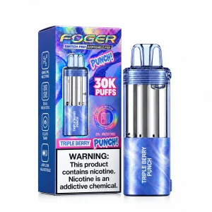 Triple Berry Punch Foger Switch Pro 30K disposable pod and retail box — strawberry, blueberry and raspberry punch, no ice — JellyPuffs