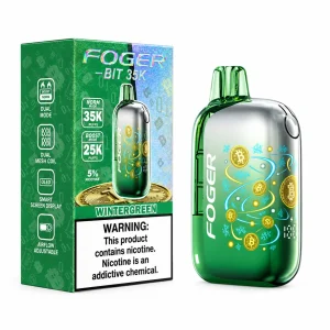 Wintergreen Foger Bit 35K disposable vape, 850mAh, 20mL, 5% nicotine, up to 35,000 puffs, iced