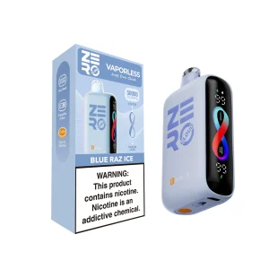 Blue Raz Ice Sikary Cloud Zero 50K disposable vape, up to 50,000 puffs, 23mL, vapor and vaporless modes, 5% nicotine, 750mAh rechargeable, iced