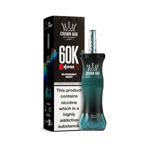 Blueberry Mint Al Fakher Crown Bar 60K E-Hose X disposable e-hookah, up to 60,000 puffs, 50mL, 0.6% nicotine, 1000mAh rechargeable, iced