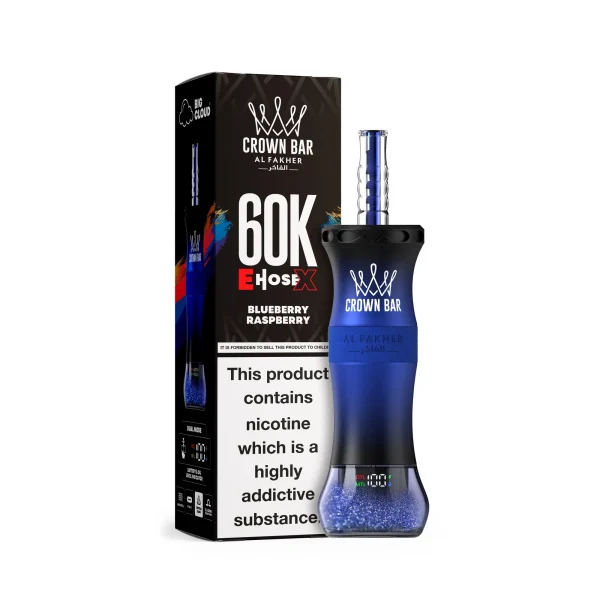Blueberry Raspberry Al Fakher Crown Bar 60K E-Hose X disposable e-hookah, up to 60,000 puffs, 50mL, 0.6% nicotine, 1000mAh rechargeable, no ice