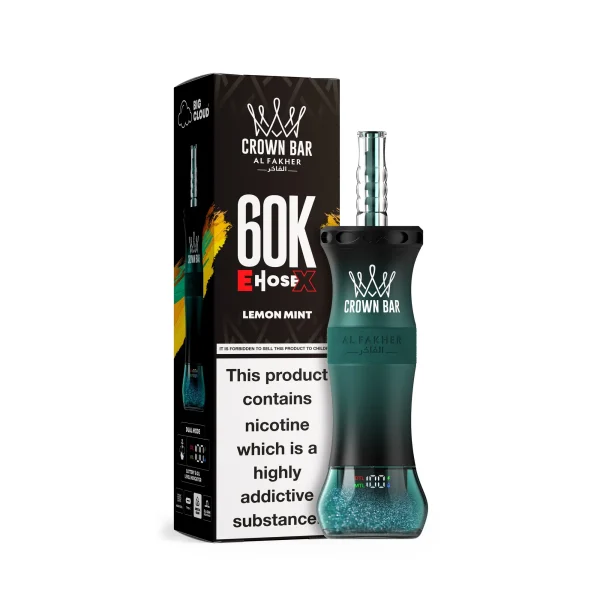 Lemon Mint Al Fakher Crown Bar 60K E-Hose X disposable e-hookah, up to 60,000 puffs, 50mL, 0.6% nicotine, 1000mAh rechargeable, iced