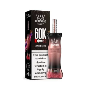 Magic Love Al Fakher Crown Bar 60K E-Hose X disposable e-hookah, up to 60,000 puffs, 50mL, 0.6% nicotine, 1000mAh rechargeable, no ice