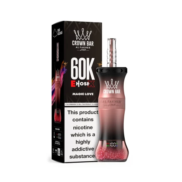 Magic Love Al Fakher Crown Bar 60K E-Hose X disposable e-hookah, up to 60,000 puffs, 50mL, 0.6% nicotine, 1000mAh rechargeable, no ice