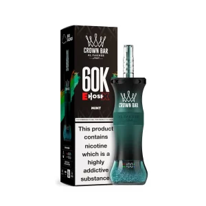 Mint Al Fakher Crown Bar 60K E-Hose X disposable e-hookah, up to 60,000 puffs, 50mL, 0.6% nicotine, 1000mAh rechargeable, iced