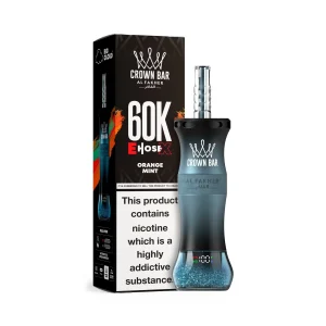Orange Mint Al Fakher Crown Bar 60K E-Hose X disposable e-hookah, up to 60,000 puffs, 50mL, 0.6% nicotine, 1000mAh rechargeable, iced