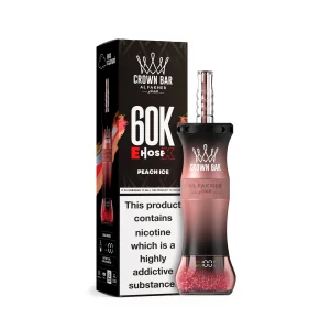 Peach Ice Al Fakher Crown Bar 60K E-Hose X disposable e-hookah, up to 60,000 puffs, 50mL, 0.6% nicotine, 1000mAh rechargeable, iced