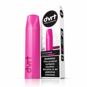 Pink Lemonade Fifty Bar DVRT 2000 disposable vape with retail box, 3mL, 5% salt nicotine, up to 2,000 puffs, no ice
